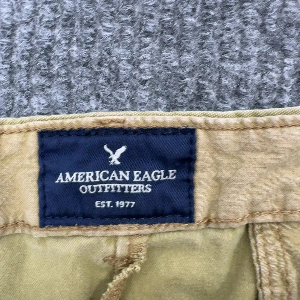 American Eagle Shorts Men 36 Khaki Cotton Spandex Prep Chino Casual Summer Style